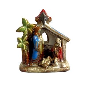 Vintage Holy Family Nativity Porcelain Christmas Scene Figurine Xmas Monument